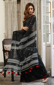 Black Cotton with Jamdani Woven Design