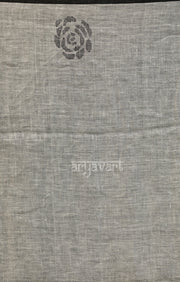 Black Roses in an Off-White Linen saree