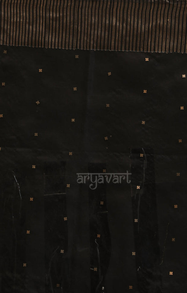 Striking Black Silk Saree With Woven In Sequence & Jamdani Motifs