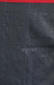 Grey Cotton Saree with Jamdani Design in Red