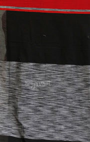 Black & Grey Cotton with Woven Design & Red Border