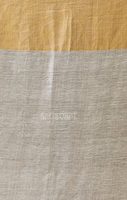 Stone White Linen Saree with a striking Zari Border & pallu