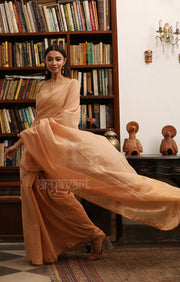 Latte Colour  Silk Cotton Saree With Woven Zari Checks & Zari Pallu