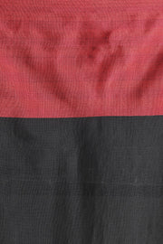 Black Blended Cotton Saree With Double Colour Boarder and Woven Design