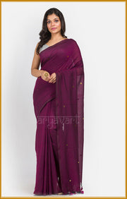Burgundy Cotton Saree With Sparkling Sequence