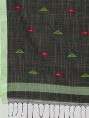 Black pure cotton saree with Handwoven Jamdani motifs