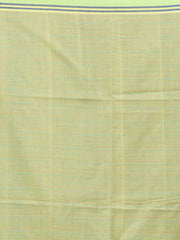 Green pure cotton saree with multicolour lines woven in
