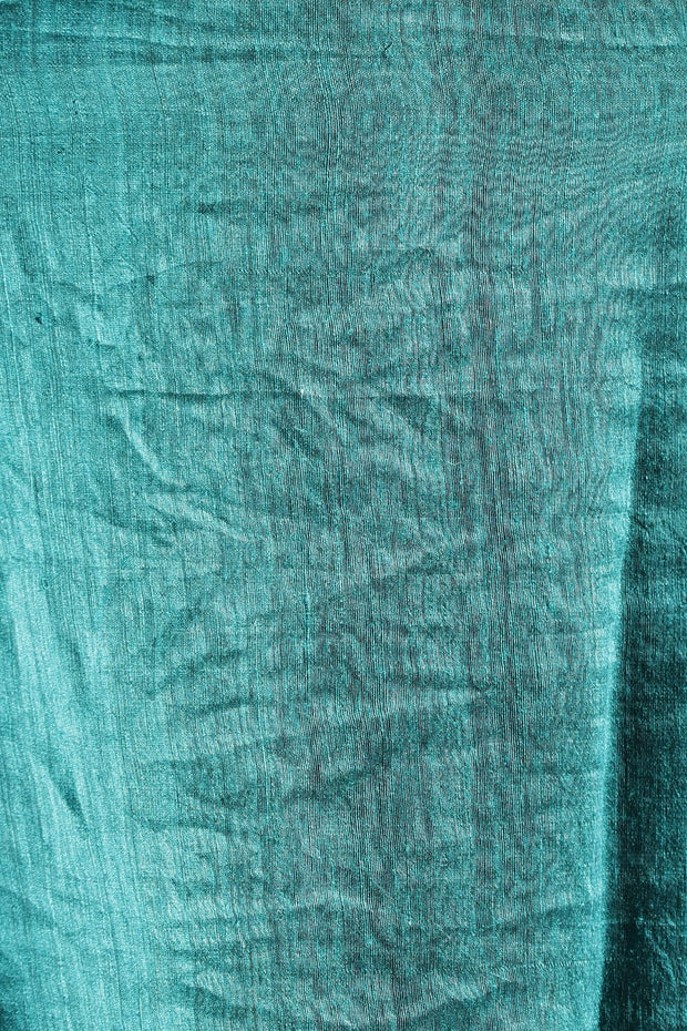 TEAL HALF & HALF MATKA SILK SAREE WITH ZARI BUTTA