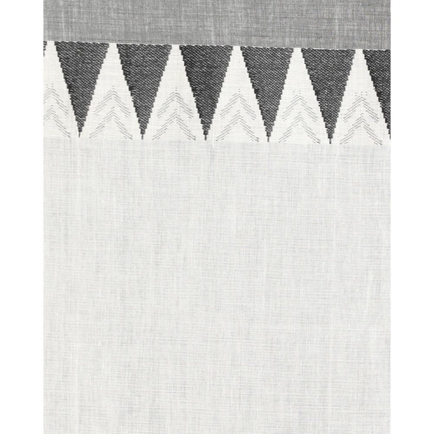 Off- White Cotton Saree with Black Border & Woven Design