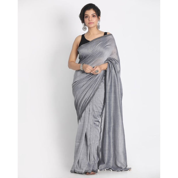 Stunning Steel Grey Cotton Saree