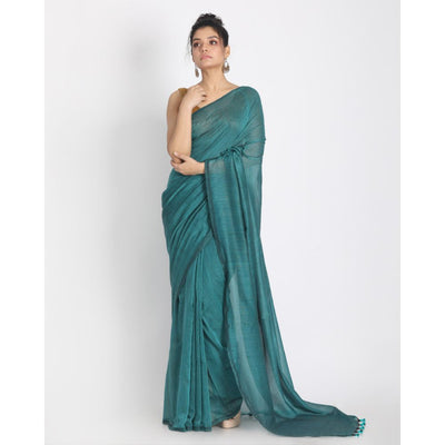 Striking Teal Green Cotton Saree