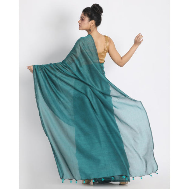 Striking Teal Green Cotton Saree