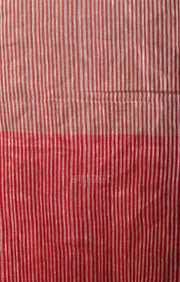 Scarlet Red & Silver Tissue Linen Saree
