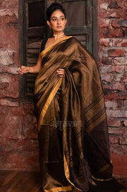 Gold & Black Tissue Linen Saree