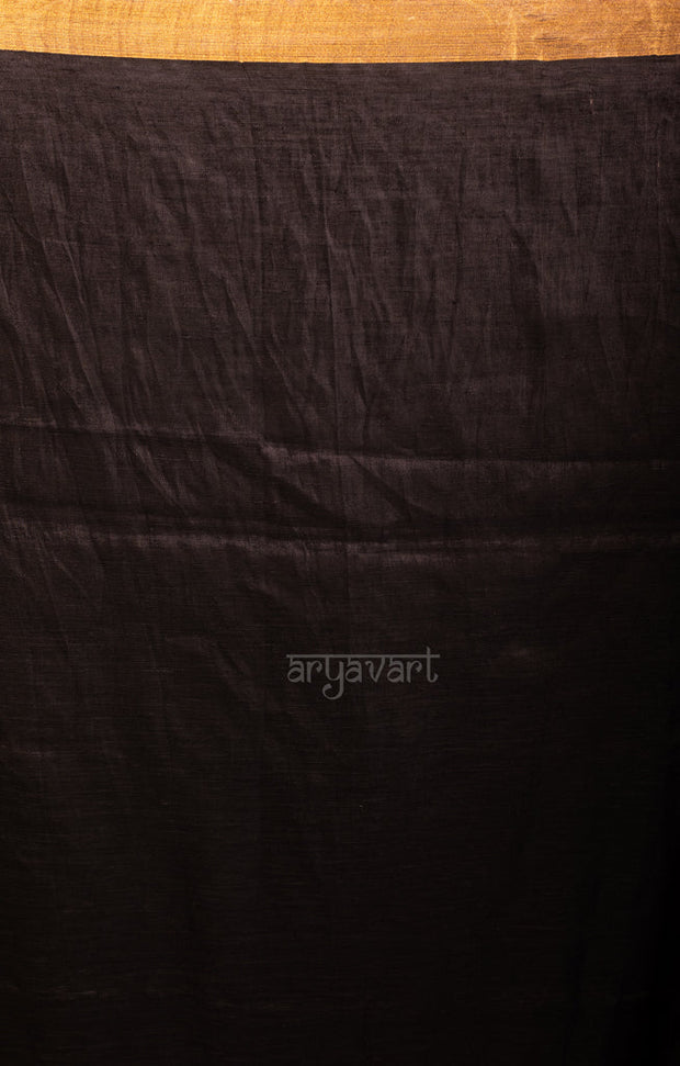 Gold & Black Tissue Linen Saree
