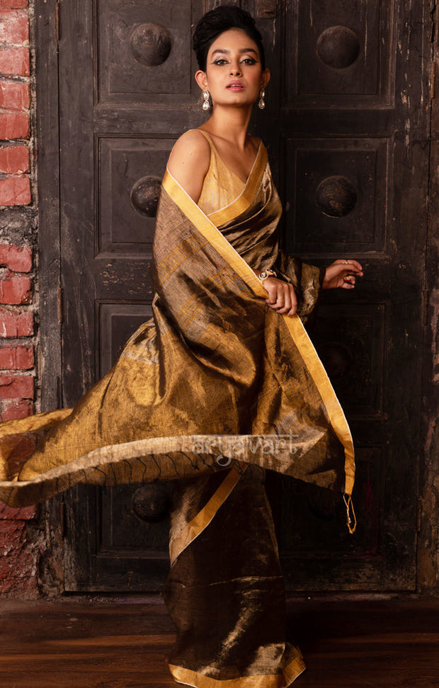 Gold & Silver Tissue Linen Saree