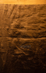 Stunning Gold Tissue Linen Saree With Striped Pleats