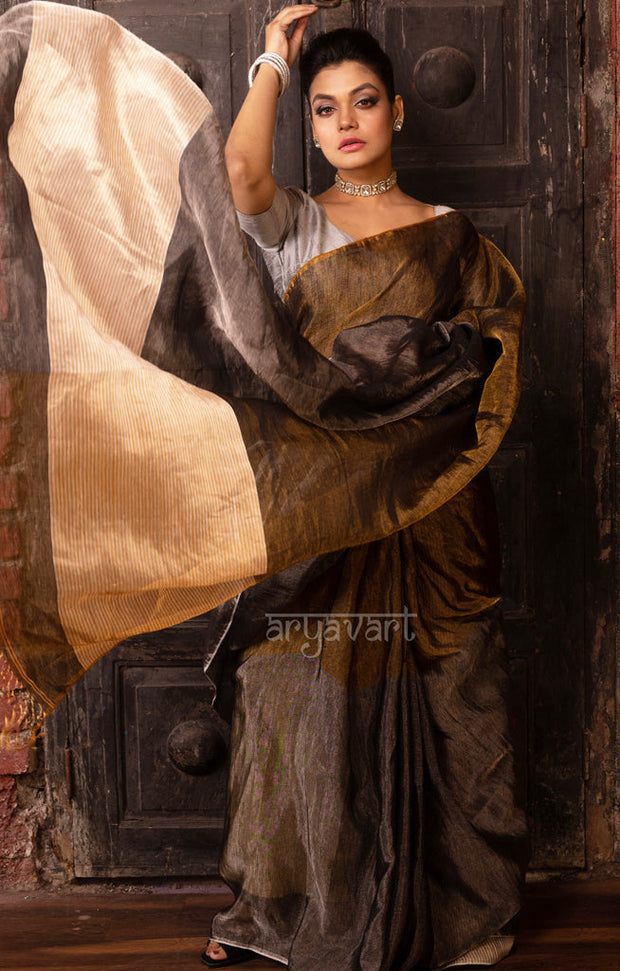 Gold & Silver Tissue Linen Saree