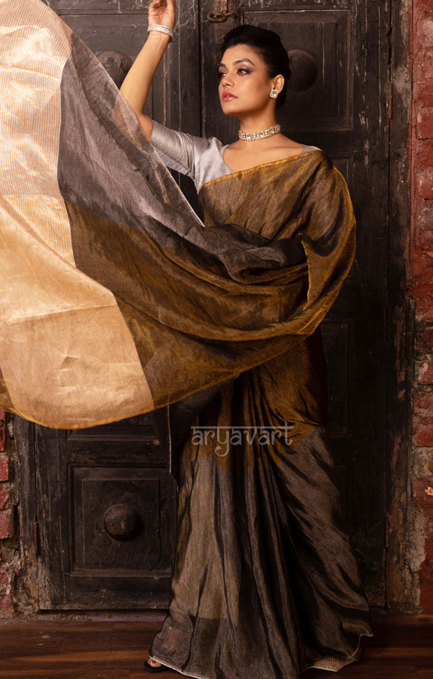 Gold & Silver Tissue Linen Saree