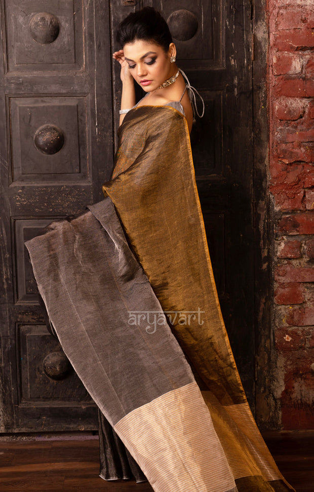 Gold & Silver Tissue Linen Saree