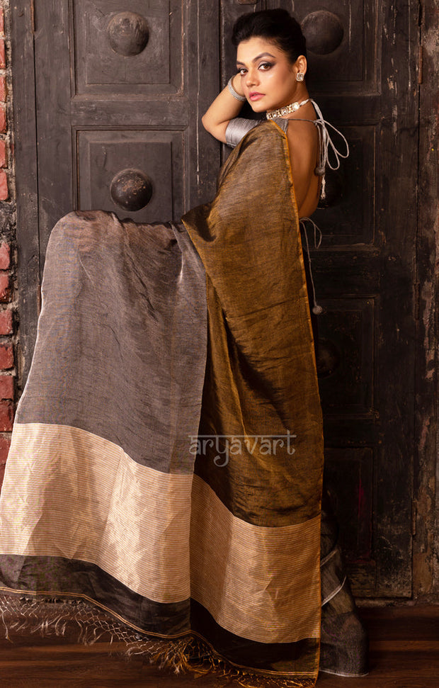 Gold & Silver Tissue Linen Saree