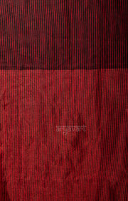 Ruby Red & Black Tissue Linen Saree With Woven Stripes