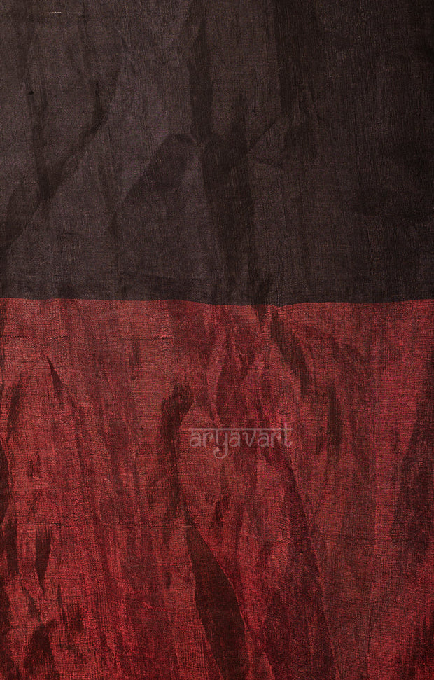 Ruby Red & Black Tissue Linen Saree