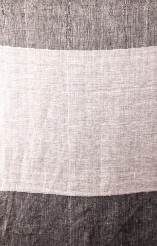 Black, Grey & White Linen Saree