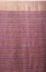 Mauve Linen Saree With Multi Coloured Weave