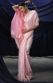 Pink Matka Silk Saree With Woven In Sequence In Pallu