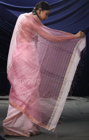 Pink Matka Silk Saree With Woven In Sequence In Pallu