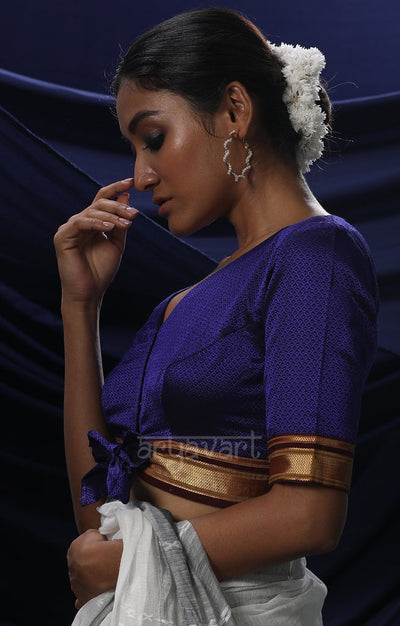 Berry Purple Khun Fabric Tie-up Blouse