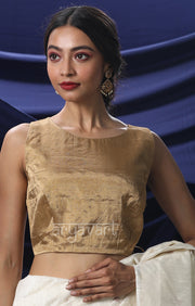 Golden Silk Tissue Blouse With Tie-up On The Side