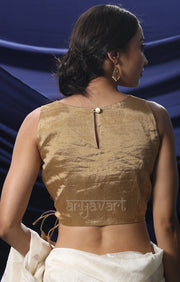 Golden Silk Tissue Blouse With Tie-up On The Side