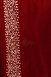 Vermilion Red Saree with Zari Geometric Woven Design