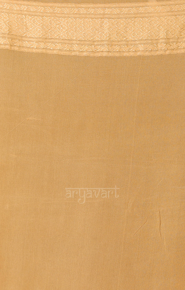 Beige Gold Saree with Zari Floral Weave