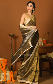 Olive Gold Tissue Linen Saree