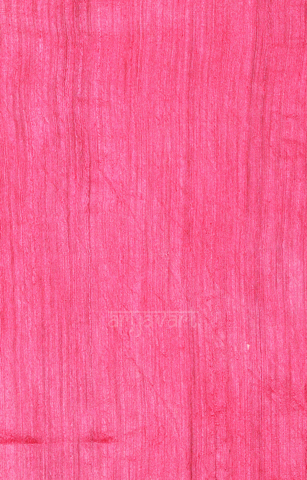 Fuchsia Matka Silk Saree With Zari Polka Dot Butta