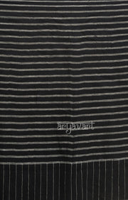 A striking Black & White Striped Linen Saree