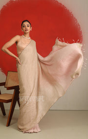 Faded Pink & Beige Linen Saree