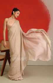 Faded Pink & Beige Linen Saree