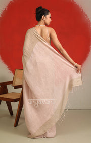 Faded Pink & Beige Linen Saree