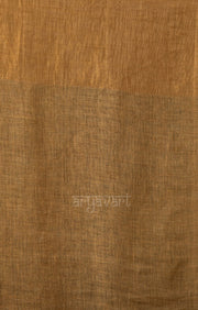 Mustard Textured Linen Saree With A Striking Gold Zari Border & Pallu