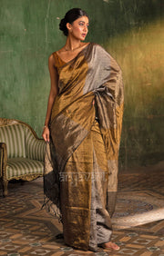 Play of Gold & Silver In A Tissue Linen Saree
