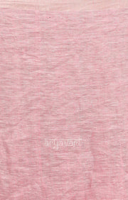 Pretty Pink Linen Saree with Silver Zari Stripes