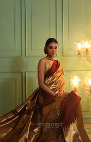 Stunning Maroon Kanchipuram Silk Saree With Gold Tissue Body & Pallu
