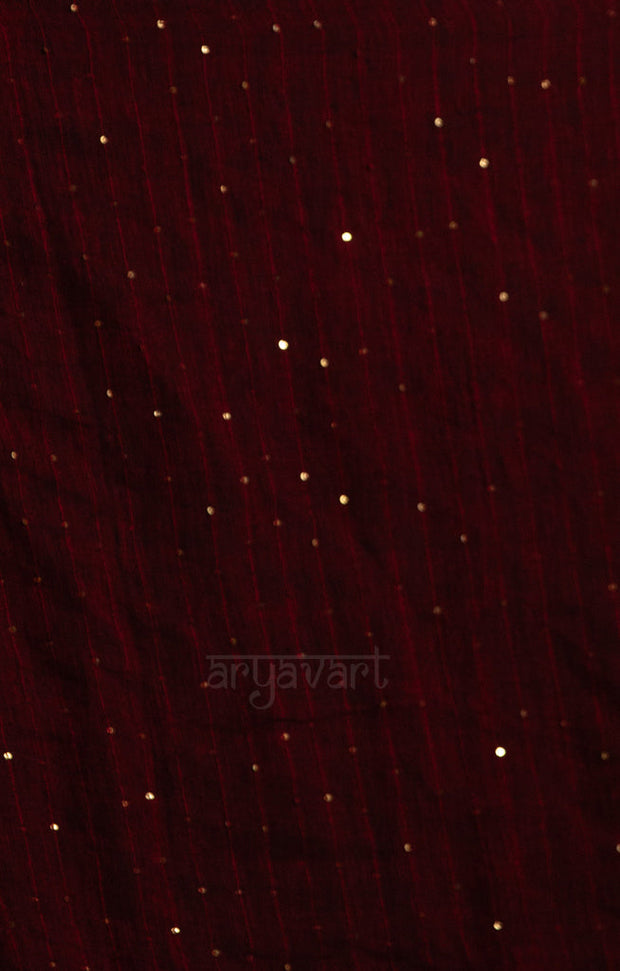 Stunning Black Linen Saree With Red Border & Woven In Sequence