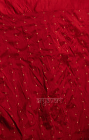 Striking Fuchsia Katan Silk Saree With A Red Border & Gold Buttas