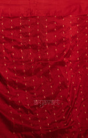 Stunning Black Katan Silk Saree With A Red Border & Gold Buttas