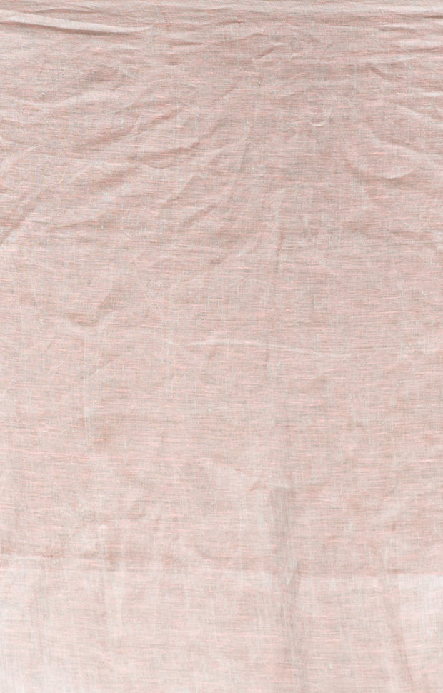 Grey & faded pink Striped Linen Saree